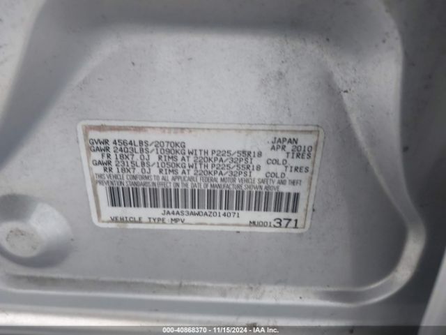 2010 MITSUBISHI OUTLANDER JA4AS3AW0AZ014071 Photo 8