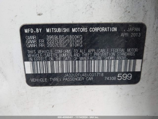 JA32U2FU4EU001718 Mitsubishi LANCER ES