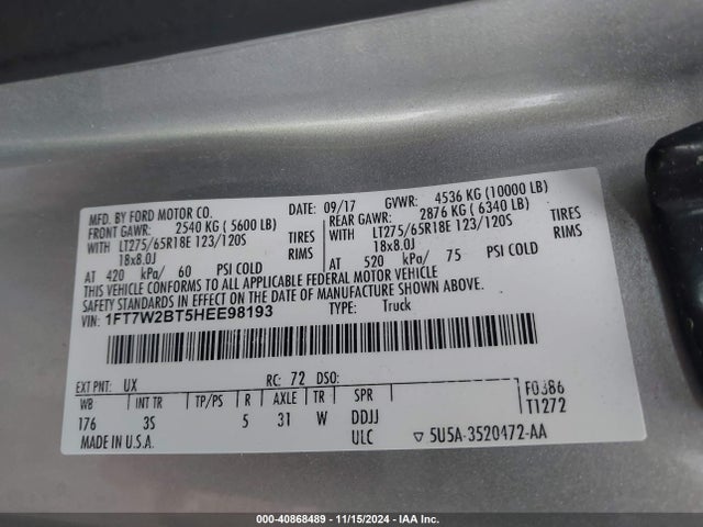 2017 FORD SUPER DUTY F-250 SRW 1FT7W2BT5HEE98193 Photo 8