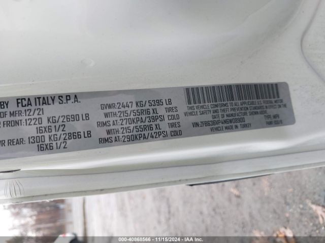 ZFB636VP4N6W08900 RAM Promaster City Cargo Van