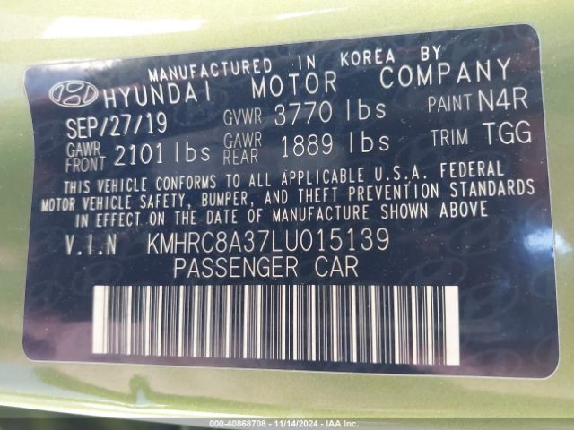 KMHRC8A37LU015139 Hyundai Venue Sel