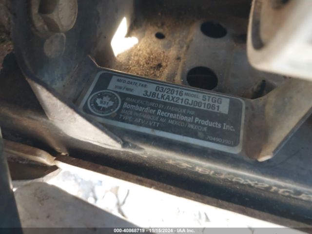 2016 CAN-AM OUTLANDER 3JBLKAX21GJ001061 Photo 9