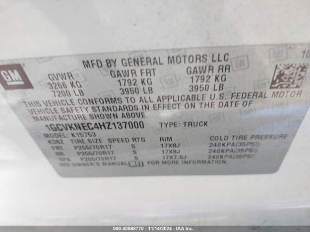 1GCVKNEC4HZ137000 Chevrolet Silverado 1500 Ls
