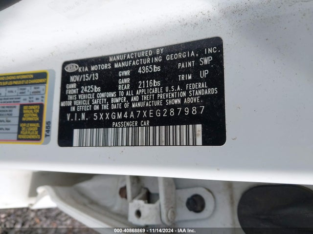 KIA Optima Lx 2014 5XXGM4A7XEG287987 Image 9