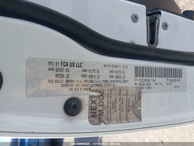 Chrysler 300c Awd 2016 2C3CCAKG0GH111484 Image 9