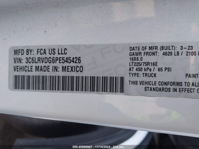 3C6LRVDG6PE545426 RAM Promaster 2500 High Roof 159 Wb