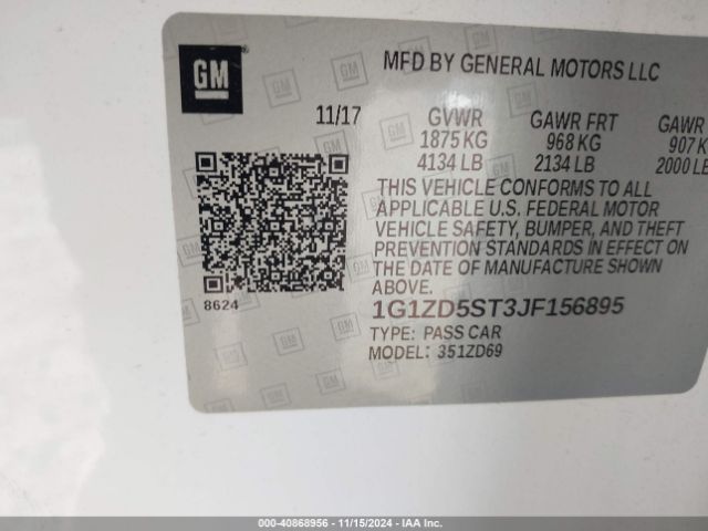 1G1ZD5ST3JF156895 Chevrolet MALIBU LT