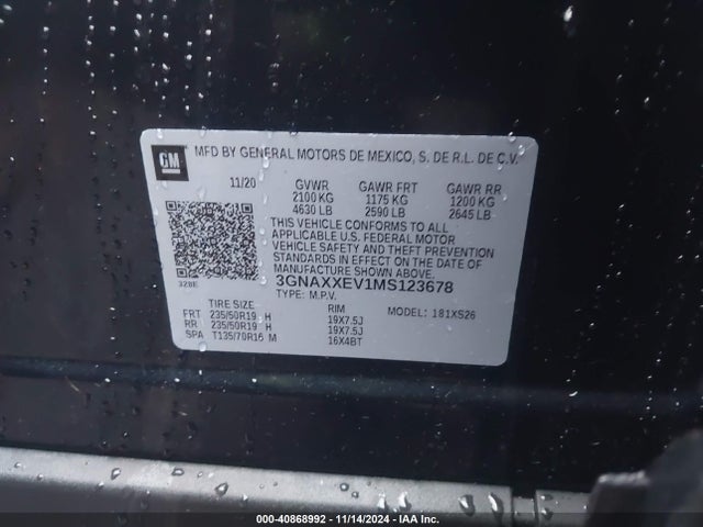 Chevrolet Equinox Awd Premier 2021 3GNAXXEV1MS123678 Image 9
