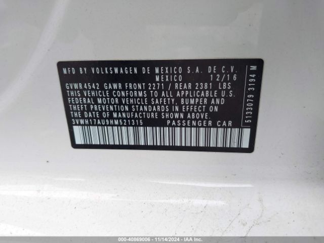 3VWH17AU9HM521315 Volkswagen Golf Alltrack Tsi S/tsi Se/tsi Sel
