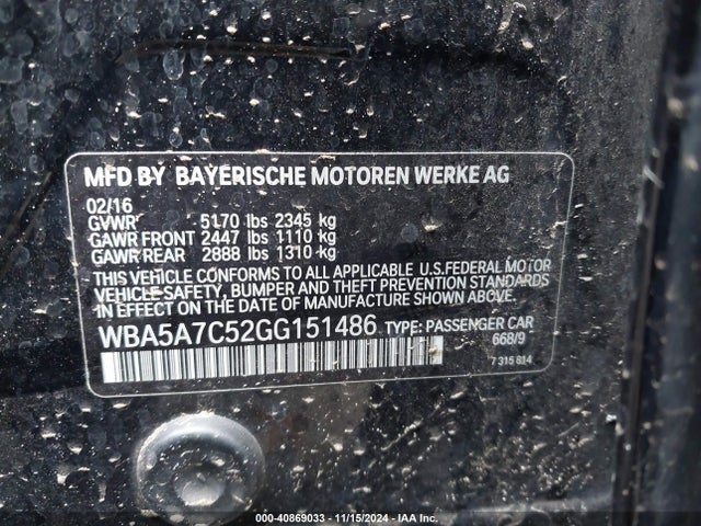 WBA5A7C52GG151486 BMW 528i Xdrive