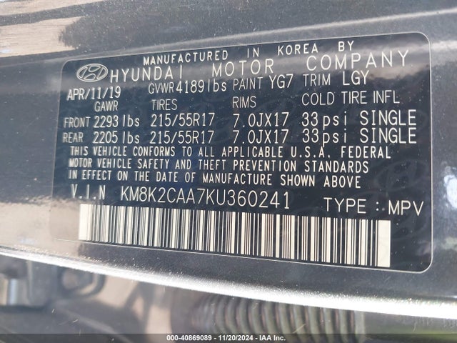 Hyundai Kona Sel 2019 KM8K2CAA7KU360241 Image 9