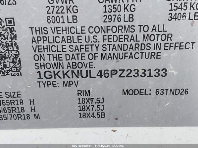 1GKKNUL46PZ233133 GMC Acadia Awd Slt