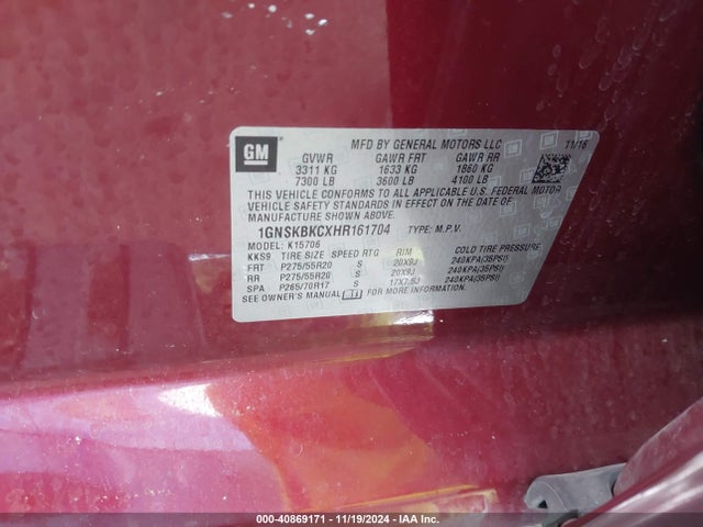 Chevrolet Tahoe Lt 2017 1GNSKBKCXHR161704 Image 9