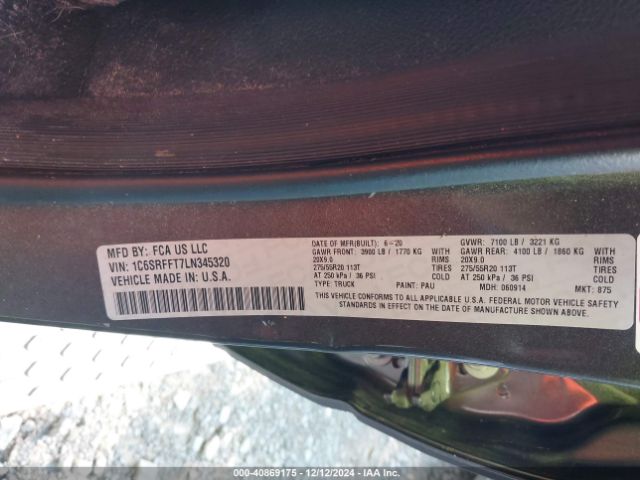 1C6SRFFT7LN345320 RAM 1500 Big Horn  4x4 5'7 Box