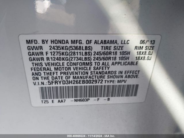5FRYD3H26EB002972 Acura MDX