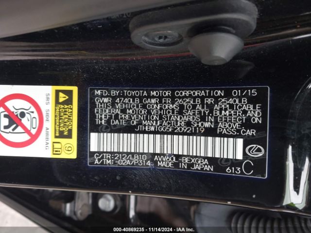 JTHBW1GG5F2092119 Lexus ES 300H