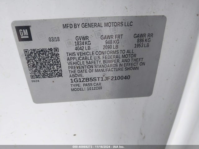 Chevrolet Malibu 1ls 2018 1G1ZB5ST1JF210040 Image 9