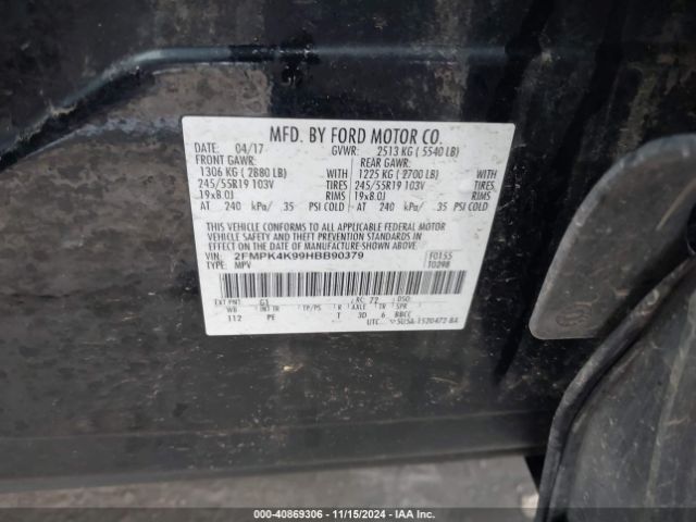 2FMPK4K99HBB90379 Ford Edge Titanium