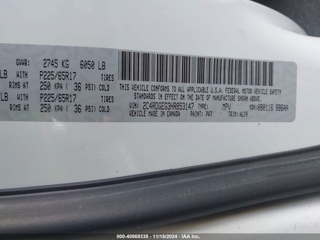 Dodge Grand Caravan Gt 2017 2C4RDGEG3HR853147 Image 9