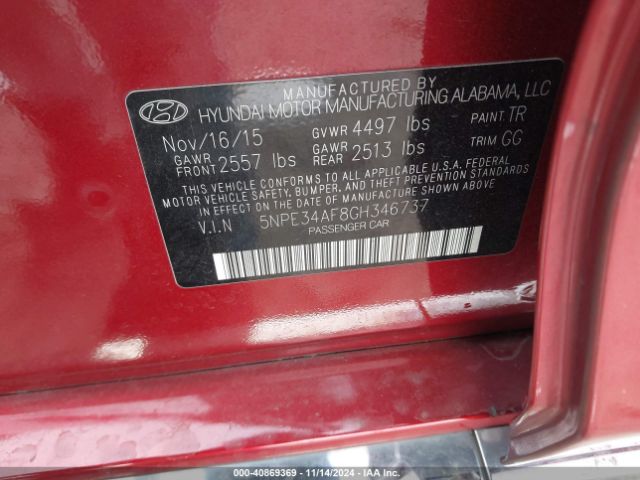 5NPE34AF8GH346737 Hyundai Sonata Sport