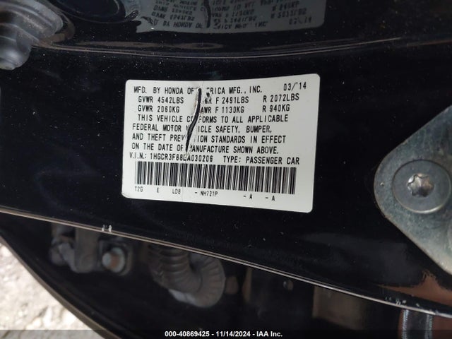 Honda Accord Ex-l V-6 2014 1HGCR3F88EA030206 Image 9