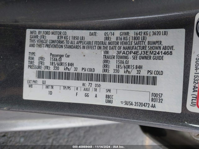 Ford FIESTA SE 2014 3FADP4EJ3EM241468 Image 9