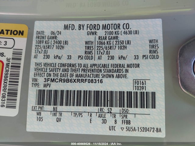 3FMCR9B6XRRF08316 Ford Bronco Sport Big Bend