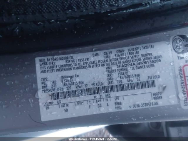 3FADP4AJ4KM139209 Ford FIESTA S
