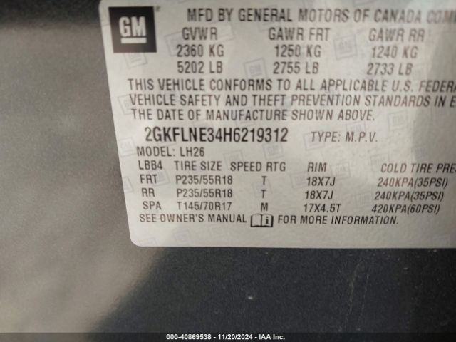 2GKFLNE34H6219312 GMC Terrain Sle-2