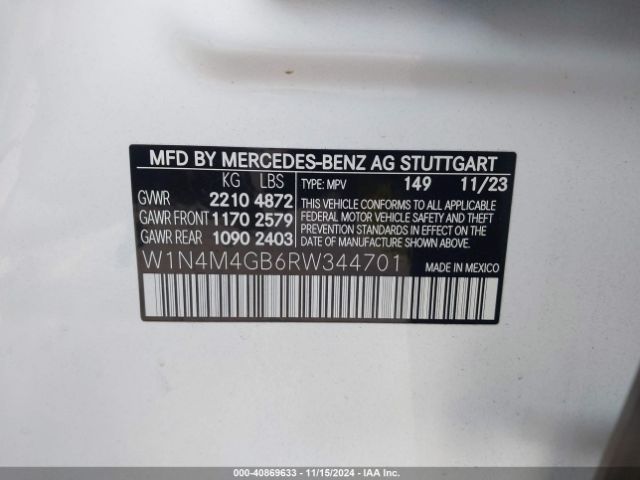 W1N4M4GB6RW344701 Mercedes-Benz GLB 250