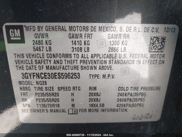 3GYFNCE30ES596253 Cadillac Srx Performance Collection
