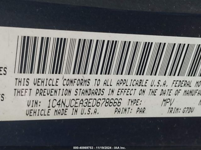 1C4NJCEA3ED678666 Jeep Compass Latitude