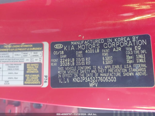 KIA SOUL + 2018 KNDJP3A52J7606503 Image 9