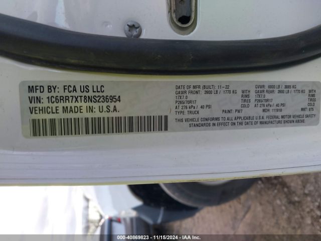 1C6RR7XT8NS236954 RAM 1500 Classic Ssv  4x4 5'7 Box