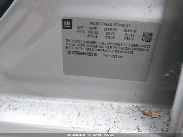 Chevrolet Sonic Lt Auto 2014 1G1JC5SH9E4108718 Image 9