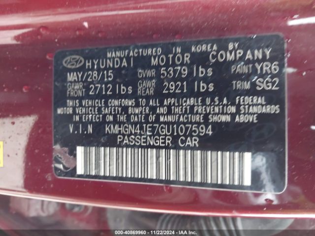 KMHGN4JE7GU107594 Hyundai Genesis 3.8