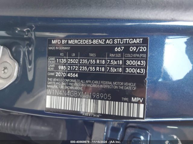 W1N4N4GBXMJ198905 Mercedes-Benz GLA 250