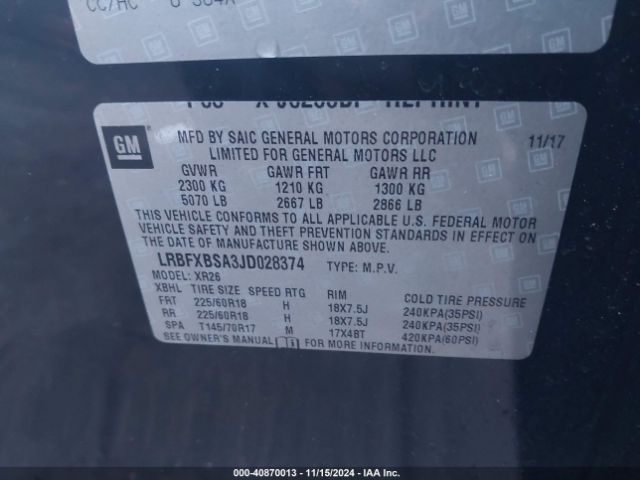 LRBFXBSA3JD028374 Buick Envision Preferred
