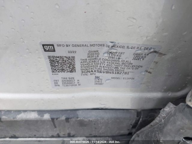 2022 CHEVROLET EQUINOX 3GNAXSEV8NS182781 Photo 8