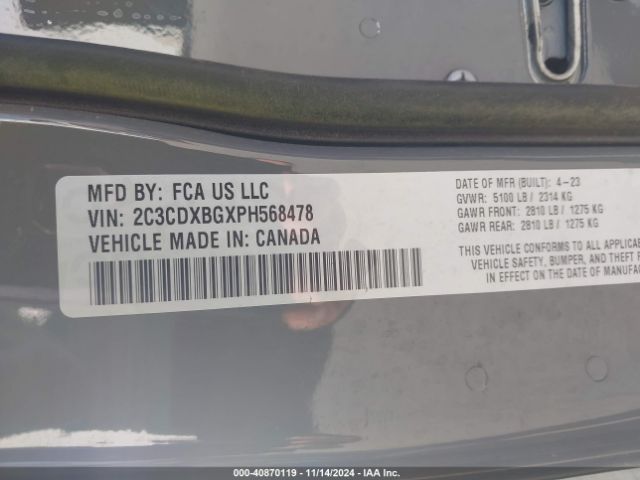 2C3CDXBGXPH568478 Dodge Charger Sxt