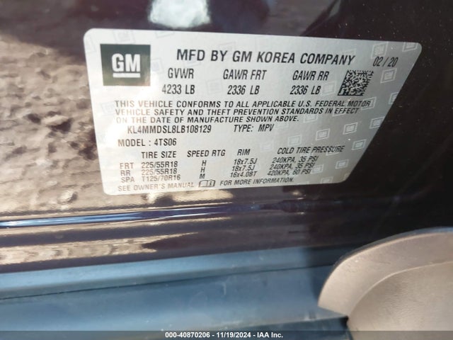 KL4MMDSL8LB108129 Buick Encore Gx Fwd Select