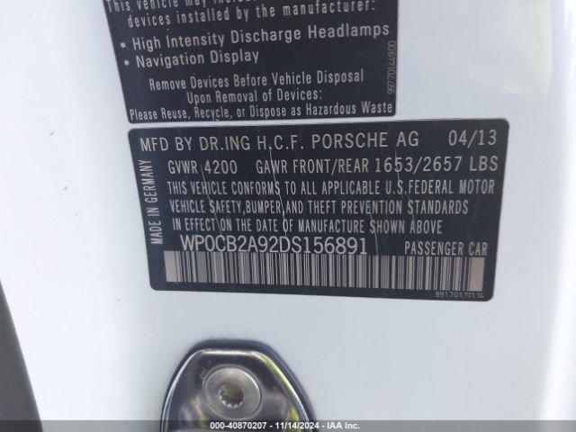 2013 PORSCHE 911 WP0CB2A92DS156891 Photo 8