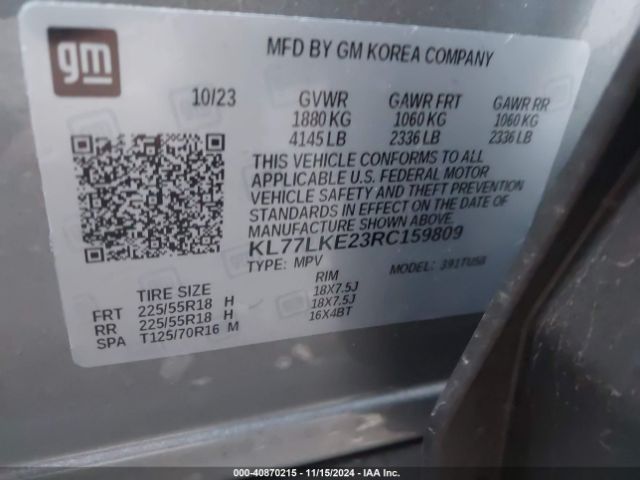 KL77LKE23RC159809 Chevrolet Trax Fwd Activ