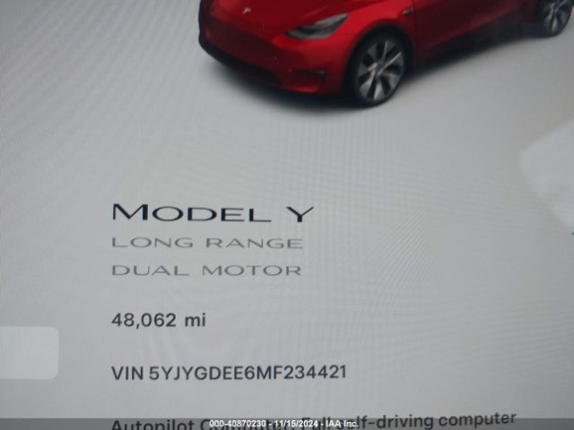 5YJYGDEE6MF234421 Tesla Model Y Long Range Dual Motor All-wheel Drive