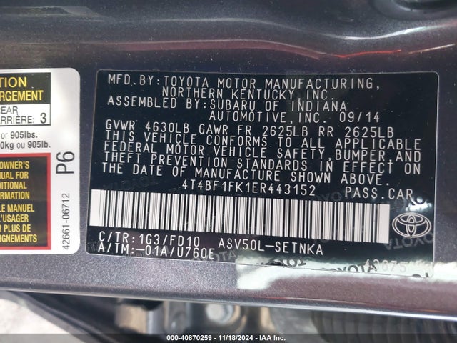 Toyota CAMRY LE 2014 4T4BF1FK1ER443152 Image 9
