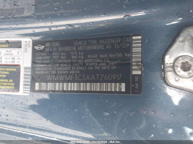 2010 MINI COOPER WMWMF3C5XATZ60917 Photo 8