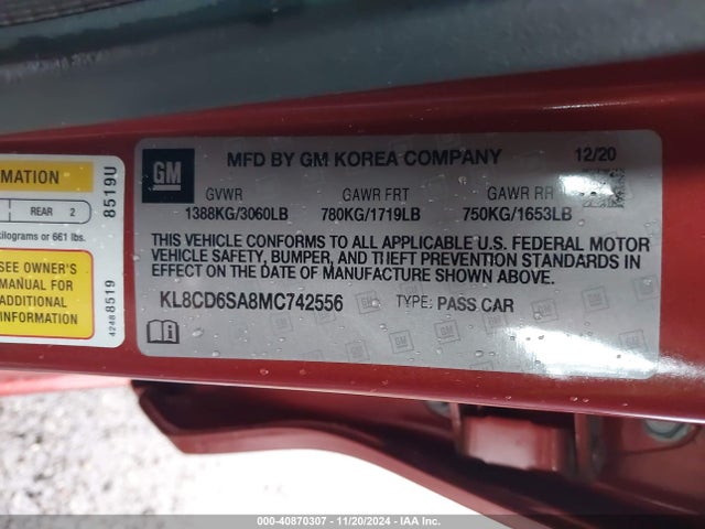 Chevrolet Spark Fwd 1lt Automatic 2021 KL8CD6SA8MC742556 Image 9