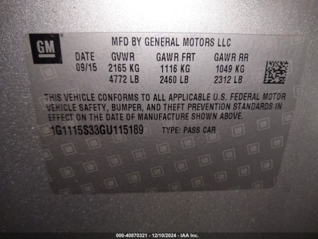 1G1115S33GU115189 Chevrolet Impala 2lt