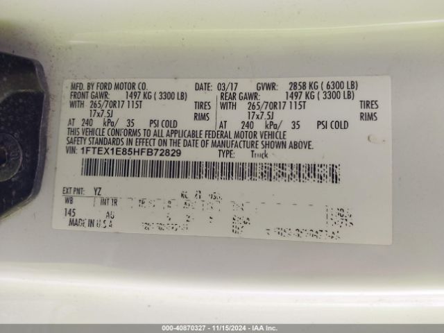 1FTEX1E85HFB72829 Ford F-150 Xl