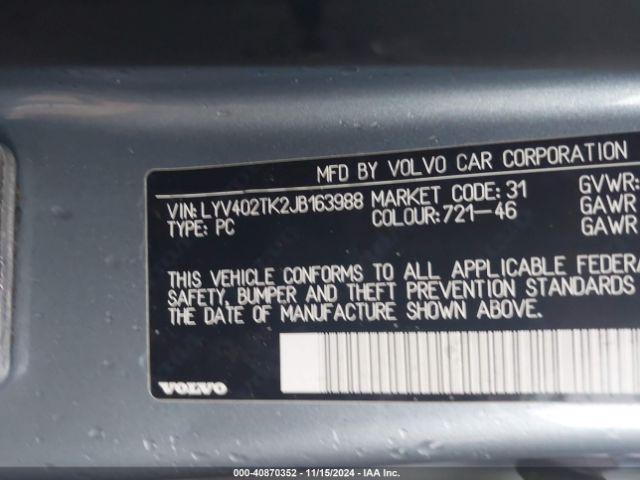 LYV402TK2JB163988 Volvo S60 Inscription T5